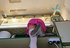 I couldn't resist kissing her naked ass at work when she bent over the counter