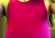 stepmother plays with her big milky tits on cam