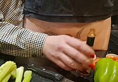 Extreme urethral torment in kitchen...