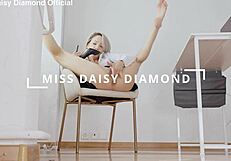 secretary in heels foot fetish masturbation with cum on pussy