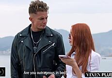 Beautiful Redhead Rides Massive Cock with Blowjob, Cum in Mouth, and Ball Licking!