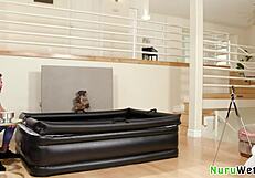 naughty big tit brunette masseuse films wet nuru massage