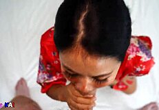 ORIENTAL MILF SUCKS COCK FOR MOUTHFUL OF CUM!