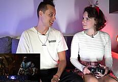 Student and teacher play strip game on ps4 with clothes ripped