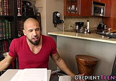 teen feels dominated by two guys in rough interracial threesome