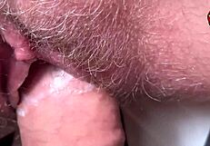 hairy pussy gets a deep fuck with cumshot dripping in ultra close-up view