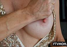 mature milf masturbates with big cucumber