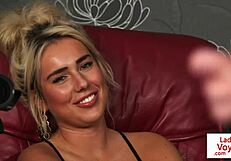 alluring femdoms filming wanking guy in humiliation