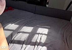 i watch the tanned wife cheating with neighbor in ripped clothes