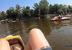 Gorgeous Chick Strips Naked and Fucks Boy Beside Husband