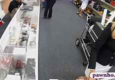 hot blonde milf sucks off and nailed at the pawnshop