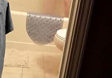 shy bathing in the shower