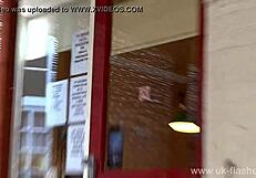 chubby amateur sarah jane masturbates publicly while bbw milf flashes big tits