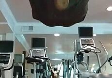 Sexy Mature Woman Performs Pole Dance in Gym Dorm