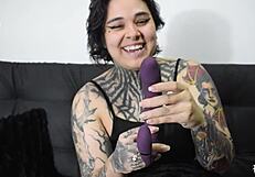 Masturbating With Vibrating Toy In Goth Style