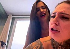Amateur moans while sucking balls and getting fucked by a monster cock in the bedroom.
