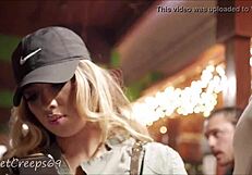 Spying on bubble butt during concert leads to hidden voyeur excitement.