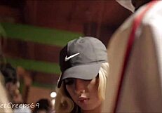 Spying on bubble butt during concert leads to hidden voyeur excitement.