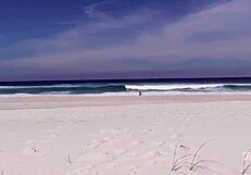 Skinny Brunette Teen Blows Cock on Crowded Beach