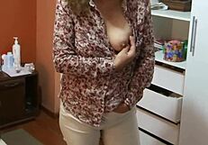 I Get Excited Showing Tits While Stepson's Friends Jerk Off and Cum