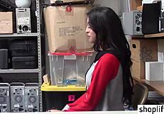 Sexy latina teen arrested by security guy at work for candy