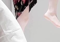 skinny brunette student in one piece fetish