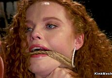 Three redhead lesbians engage in kinky anal submission and domination with bondage