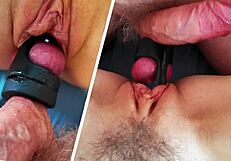 step brother teases his step sister before shoving his balls deep inside her hairy pussy.