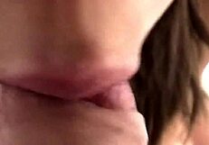 Wife and husband share a lively homemade blowjob session