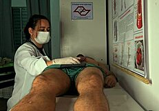 Patient gets hard in front of Latina nurse. She handles his big problem.