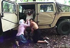 Wow, the Muslim babe discovers penis home away from home!