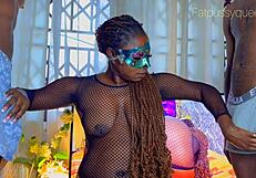 Ebony queen enjoys deep throating in doggystyle with intense climax