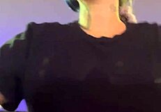 Tanned Amateur Strips in Gym, Sweat Dripping from Wet Pussy