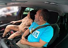 alicia weller returns naked in public car ride