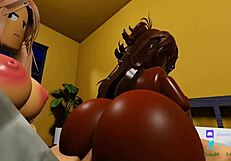 Two sexy pizza workers fuck customer hard.