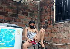 My Slutty Neighbor In The Yard Showing Her Pussy Under Her Dress