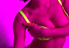 Hot girl undresses slowly, rips clothes, and fingers herself in sensual solo