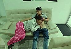 Stepsister Notices Brother Masturbating and Helps Out