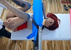 Redhead in Uniform Gets Hardcore Fucked by Boss Doctor at Hospital Office