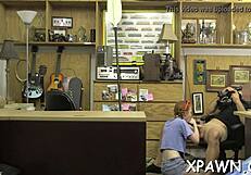 Intensive babe gets roughly fucked in the shop