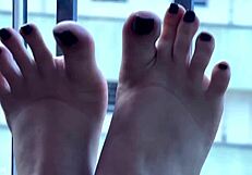 Intense jerking off with pleaser shoes and spitting toes