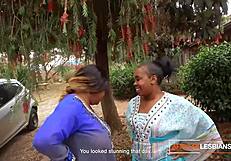 Amateur bbw ebony lesbians share double dildo