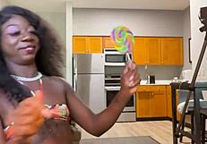 Lola Black sexy live licking lollipop backstage