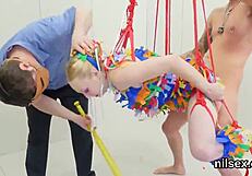 Foxy kitten endures deepthroat anal and ass to mouth bdsm treatment.