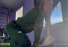 face covered in cum as he keeps fucking her