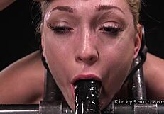 blonde gets flogged and fucked in bondage