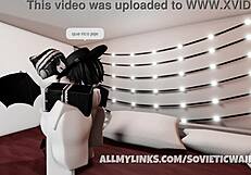 Liz gets filled with creampie by her follower at home, riding his cock.