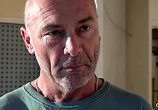 Man, Lulu Gun gets her tight pussy drilled by old man at construction site. She takes facial cumshot and licks every drop!