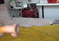 Latina Brunette Sucks and Rides Big Dildo