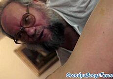 Teen babe screwed hard by classy grandpa in wild session